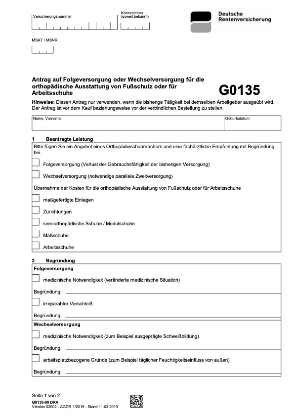 Abbildung des Formulars für die Notwendigkeitsbescheinigung